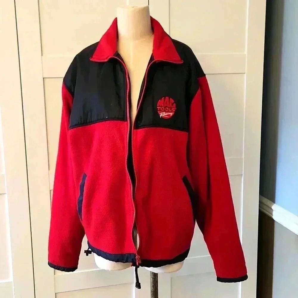 Port Authority x Mac Tools Racing Fleece Jacket Red Black Zip Up Sz M